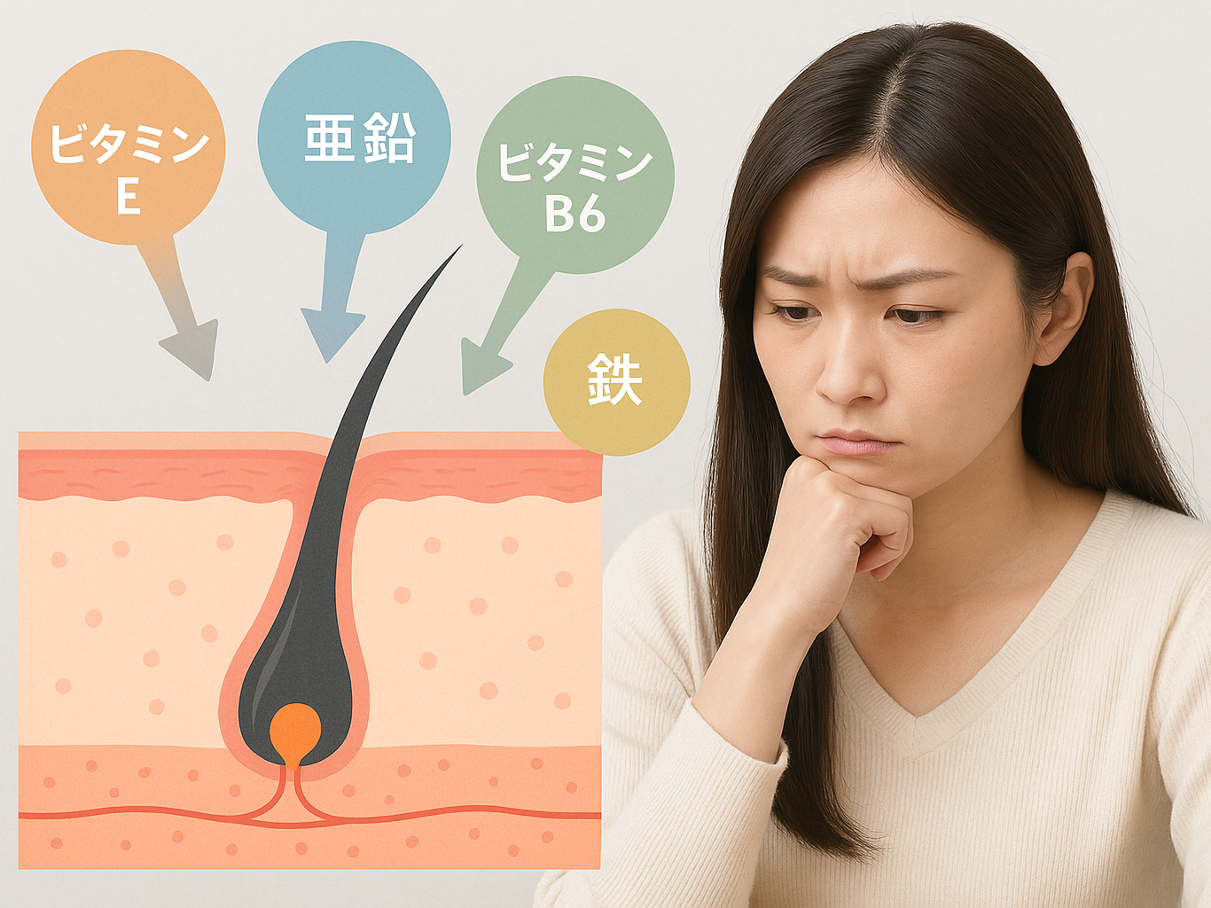 栄養成分と毛根の図解イメージ(実写風)